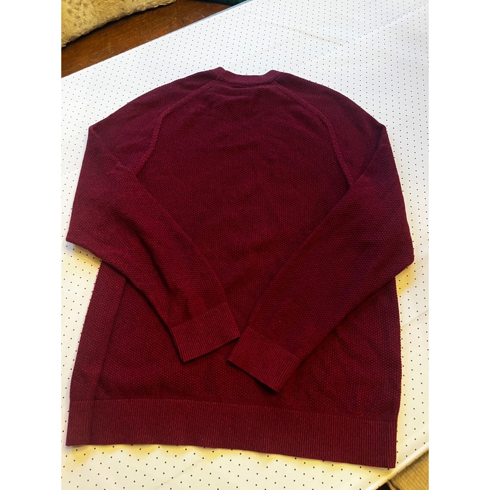 Lululemon Textured Crewneck Sweater Mens XL Burgundy Cotton Blend Raglan Knit - Picture 9 of 9